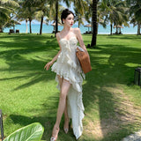 Lilideco-Asymmetrical Vacation Fairy Spaghetti-Strap Dress