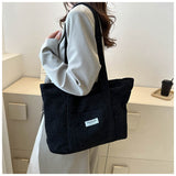 Lilideco Corduroy shoulder bag 2024 tote bag new Korean style fashion simple trend large capacity commuter women's bag