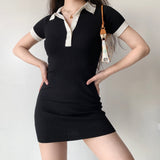 Lilideco Retro Color Block Knit Dress ~