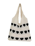 Lilideco 2024 ins knitted love tote bag cross-border small fresh simple fashion woven bag personality foreign style shoulder bag