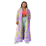 Lilideco hot style pleated printing large size windbreaker long coat women