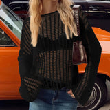 Lilideco 2024 Summer Hand Crochet Blouse Beach Hollow Vacation Knitted Sweater Women's Long-sleeved Sun Protection Shirt