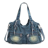 2000s fashion Denim Backpack Retro Fashion Hot Girl Large Capacity Shoelace Underarm Bag Casual All-Match Shoulder Messenger Bag