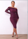 Lilideco 2024 new women's clothing solid color sexy slim party long sleeve one shoulder pleated early spring dress