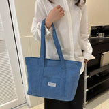 Lilideco Corduroy shoulder bag 2024 tote bag new Korean style fashion simple trend large capacity commuter women's bag