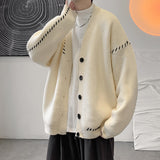 Lilideco boy outfits Hong Kong Style Sweater Coat Men's Loose Retro Lazy Style Sweater Autumn and Winter Chanel Style Ins Couple Cardigan V-neck Knitted