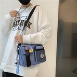 Lilideco Casual messenger bag men's trendy brand sports ins Harajuku style 2024 new female trendy cool student one-shoulder mobile phone bag