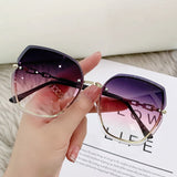 Lilideco New style frameless cut edge metal sunglasses Korean fashion trend large frame sunglasses ocean lens 9921