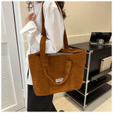 Lilideco Corduroy shoulder bag 2024 tote bag new Korean style fashion simple trend large capacity commuter women's bag