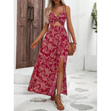 Lilideco 2024  hollow twisted halter neck printed dress temperament romantic style