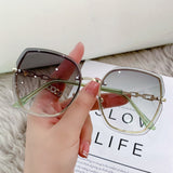 Lilideco New style frameless cut edge metal sunglasses Korean fashion trend large frame sunglasses ocean lens 9921