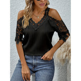 Lilideco Fashion small shirt for women 2024 summer new cross-border foreign trade Europe and America Amazon solid color sexy lace top