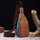 Lilideco  wide shoulder strap ladies chest bag waist bag messenger bag crocodile pattern Brahman Amazon independent station