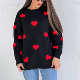 Lilideco Love embroidery round neck autumn and winter sweater women 2024 loose casual thickened top sweater