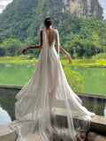 Lilideco-Summer Dali Erhai Photography Skirt White Beach Dress Dress Fairy Long Dress Elegant Super Fairy Seaside Vacation