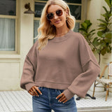 Lilideco women's clothing 2024 autumn and winter new loose short pullover sweater fashionable long-sleeved round neck sweater