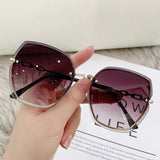 Lilideco New style frameless cut edge metal sunglasses Korean fashion trend large frame sunglasses ocean lens 9921