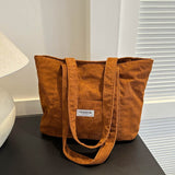 Lilideco Corduroy shoulder bag 2024 tote bag new Korean style fashion simple trend large capacity commuter women's bag