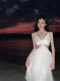 Lilideco-Style Irregularly Slimming Strap Beach Dress Elegant Super Fairy 170 Long Dress and Ankle Long