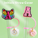 LilidecoCross-border 10mm letter butterfly dustproof straw cap diy creative cartoon straw decorative buckle pvc soft glue straw plug