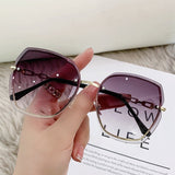 Lilideco New style frameless cut edge metal sunglasses Korean fashion trend large frame sunglasses ocean lens 9921