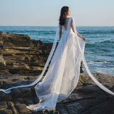 Lilideco-White Elegant Dress Sling Mop Light Wedding Dress Super Long Beach Dress Seaside Photograph Clothes Super Fairy