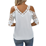 Lilideco Fashion small shirt for women 2024 summer new cross-border foreign trade Europe and America Amazon solid color sexy lace top