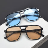 Lilideco New square frame sunglasses UV protection female Internet celebrity retro ocean piece double beam rice nail pilot sunglasses