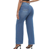 Lilideco 2024 Temperamental Ripped Denim Wide-leg Jeans Women