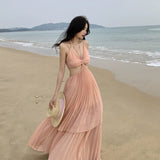 Lilideco-Style Irregularly Slimming Strap Beach Dress Elegant Super Fairy 170 Long Dress and Ankle Long