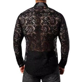 Lilideco mens outfits 2024 New Lace Long Sleeve Shirt Disco Party