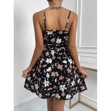 Lilideco 2024 summer new women's elegant suspender skirt V-neck pullover printed sleeveless dress