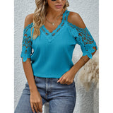 Lilideco Fashion small shirt for women 2024 summer new cross-border foreign trade Europe and America Amazon solid color sexy lace top