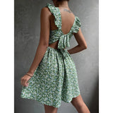 Lilideco 2024 new European and n Women's spring and summer square collar, lotus leaf shoulder bow sexy dress  long dress