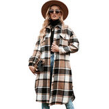 Lilideco Women's Thick Woolen Lapel Button Up Long Plaid Shirt Coats for Women Winter Warm Fashion Streetwear Casual Loose Jacket Outwear