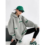 Lilideco Women Streetwear Oversized Hoodies Plus Fleece Thick Embroidery Sweatshirts Harajuku Hip Hop Korean Loose Casual Pullovers