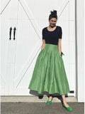 Lilideco 2025 French Elegant Retro Green Umbrella Skirt Y2k Temperament High Waisted Slimming Puffed  for Women Pleated