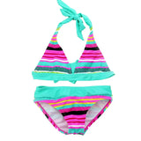 Lilideco 2024 New Summer Girls Close-fitting Elastic Stripe Swimsuit Girls Split Two-pieces Swimwear, Children Stripe Bikini Wholesale