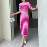 Lilideco Striped Knit Midi Dress