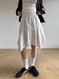 Lilideco Harajuku Simple White Skirt for Women Spring Irregular Mid-length Tassel Skirts Y2k E-Girl High Waist A-line Faldas Mujer