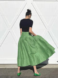 Lilideco 2025 French Elegant Retro Green Umbrella Skirt Y2k Temperament High Waisted Slimming Puffed  for Women Pleated