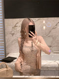 Lilideco Fashion Sexy Lace Slim Fit Bodycon Dress for Women+ Y2k E-Girl Long Sleeve Knitted Cardigan 2025 Sumemr New Two Piece Sets