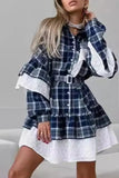 Lilideco Spring Outfits Homecoming Dress  Lace Patchwork Long Sleeve A-Line Mini Dress