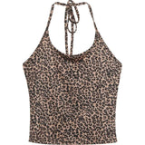 Lilideco Vintage Lazy Leopard Print Camisole Vest Slim Fit Long Sleeve Hollow Out Black Cardigan 2024 Autumn New Two Piece Sets Tshirt