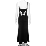 Lilideco Hollow Butterfly Backless Maxi Dress Women Y2K Party