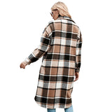 Lilideco Women's Thick Woolen Lapel Button Up Long Plaid Shirt Coats for Women Winter Warm Fashion Streetwear Casual Loose Jacket Outwear