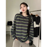 Lilideco Korean Chic Striped Long Sleeve T-shirt Women Autumn Grunge Looselong  Tops Mujer Y2k E-Girl Mid-length Thin Tee Shirt