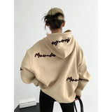 Lilideco Women Streetwear Oversized Hoodies Plus Fleece Thick Embroidery Sweatshirts Harajuku Hip Hop Korean Loose Casual Pullovers