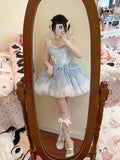 Lilideco French Ball Gown 2 Pieces Top And Skirt Short Blue Lolita Dresses Party Dress Birthday Outfits SD1207