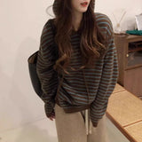 Lilideco 2025 Autumn Winter Sweater Coat Women Y2k E-Girl Vintage Striped Tops Mujer All-match Fashion Long Sleeve Hoodie Cardigan